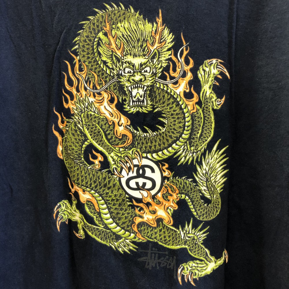 90s stussy 龍　スウェット　紺タグ　usa製　ドラゴン